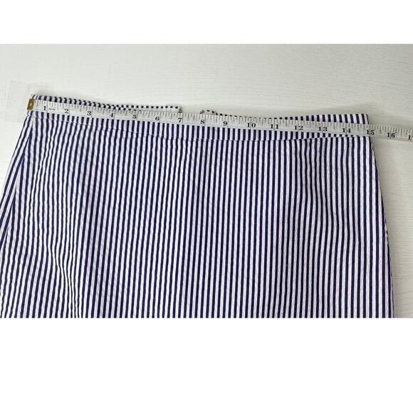 J. Crew Knee Length Pencil Skirt Blue White Seersucker Striped Preppy Summer 2 - Picture 10 of 10